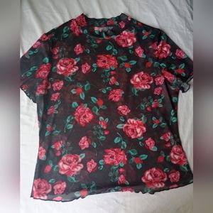 Shein rose see through top L/XL